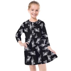 Pointing Finger Pattern Kids  Quarter Sleeve Shirt Dress by Valentinaart