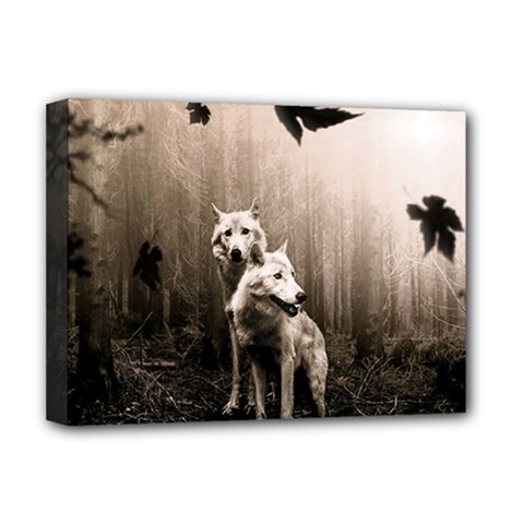 Wolfs Deluxe Canvas 16  X 12  (stretched)  by Valentinaart