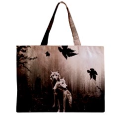 Wolfs Zipper Mini Tote Bag by Valentinaart