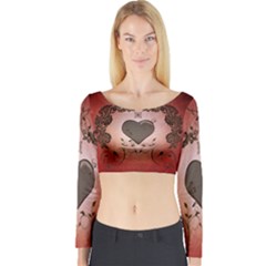 Wonderful Heart With Decorative Elements Long Sleeve Crop Top by FantasyWorld7