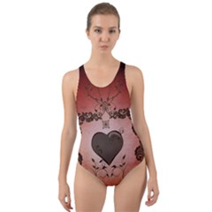 Wonderful Heart With Decorative Elements Cut-out Back One Piece Swimsuit by FantasyWorld7