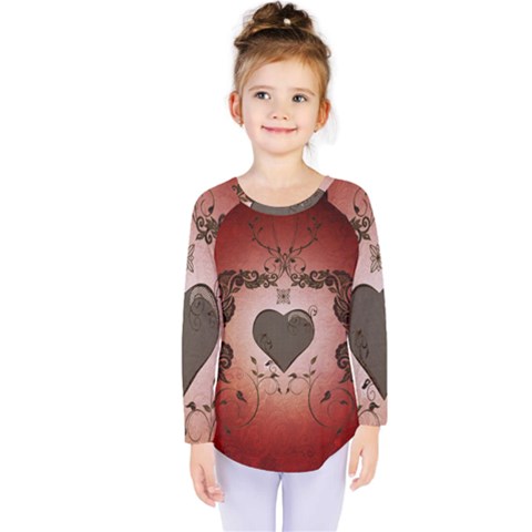 Wonderful Heart With Decorative Elements Kids  Long Sleeve Tee by FantasyWorld7