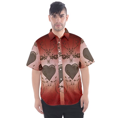 Wonderful Heart With Decorative Elements Men s Short Sleeve Shirt by FantasyWorld7