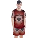 Wonderful Heart With Decorative Elements Men s Mesh Tee and Shorts Set View1