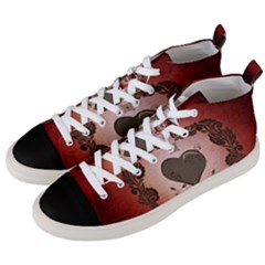 Wonderful Heart With Decorative Elements Men s Mid-top Canvas Sneakers by FantasyWorld7