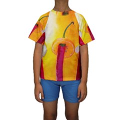 Three Red Chili Peppers Kids  Short Sleeve Swimwear by FunnyCow