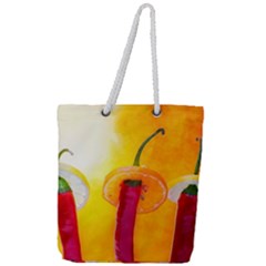 Three Red Chili Peppers Full Print Rope Handle Tote (large) by FunnyCow