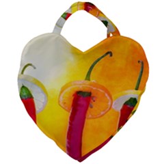 Three Red Chili Peppers Giant Heart Shaped Tote by FunnyCow