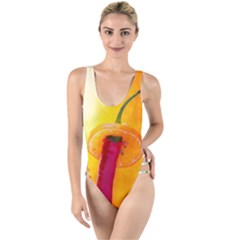 Three Red Chili Peppers High Leg Strappy Swimsuit by FunnyCow