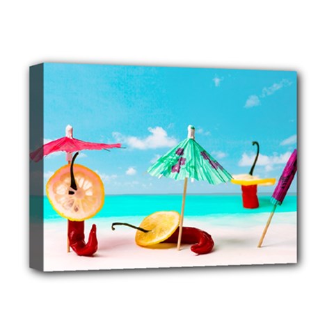 Red Chili Peppers On The Beach Deluxe Canvas 16  X 12  (stretched)  by FunnyCow