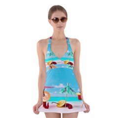 Red Chili Peppers On The Beach Halter Dress Swimsuit  by FunnyCow