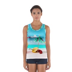 Red Chili Peppers On The Beach Sport Tank Top  by FunnyCow