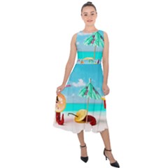 Red Chili Peppers On The Beach Midi Tie-back Chiffon Dress