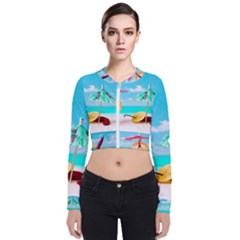 Red Chili Peppers On The Beach Zip Up Bomber Jacket by FunnyCow