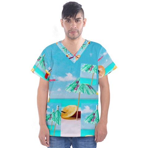 Red Chili Peppers On The Beach Men s V-neck Scrub Top by FunnyCow