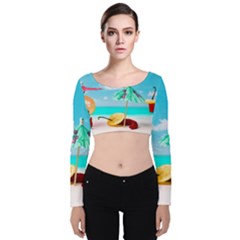 Red Chili Peppers On The Beach Velvet Crop Top by FunnyCow