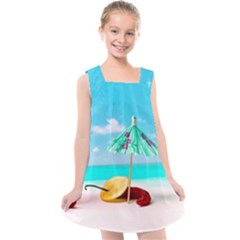 Red Chili Peppers On The Beach Kids  Cross Back Dress by FunnyCow