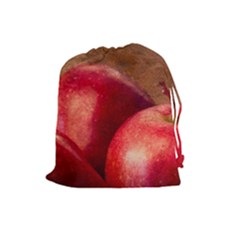 Three Red Apples Drawstring Pouch (large) by FunnyCow