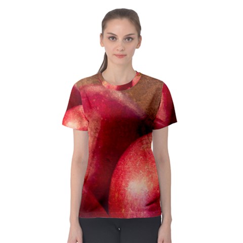 Three Red Apples Women s Sport Mesh Tee by FunnyCow