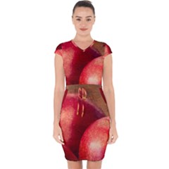 Three Red Apples Capsleeve Drawstring Dress  by FunnyCow