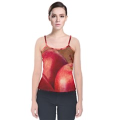 Three Red Apples Velvet Spaghetti Strap Top by FunnyCow