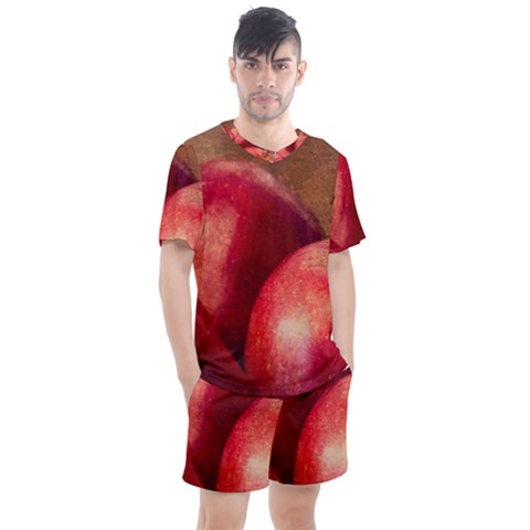 Three Red Apples Men s Mesh Tee And Shorts Set by FunnyCow