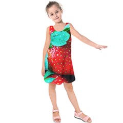 Red Strawberries Kids  Sleeveless Dress by FunnyCow