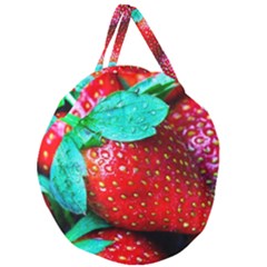 Red Strawberries Giant Round Zipper Tote by FunnyCow