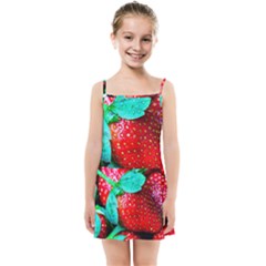 Red Strawberries Kids Summer Sun Dress by FunnyCow