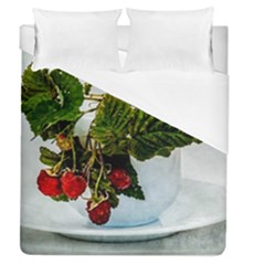 Red Raspberries In A Teacup Duvet Cover (queen Size) by FunnyCow