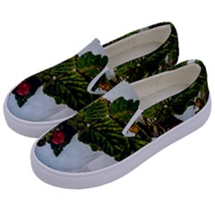 Red Raspberries In A Teacup Kids  Canvas Slip Ons by FunnyCow