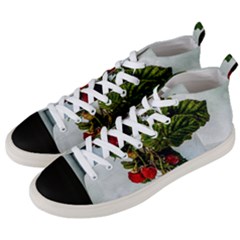 Red Raspberries In A Teacup Men s Mid-top Canvas Sneakers by FunnyCow