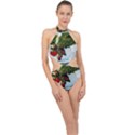 Red Raspberries In A Teacup Halter Side Cut Swimsuit View1