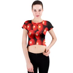 Pile Of Red Tomatoes Crew Neck Crop Top by FunnyCow