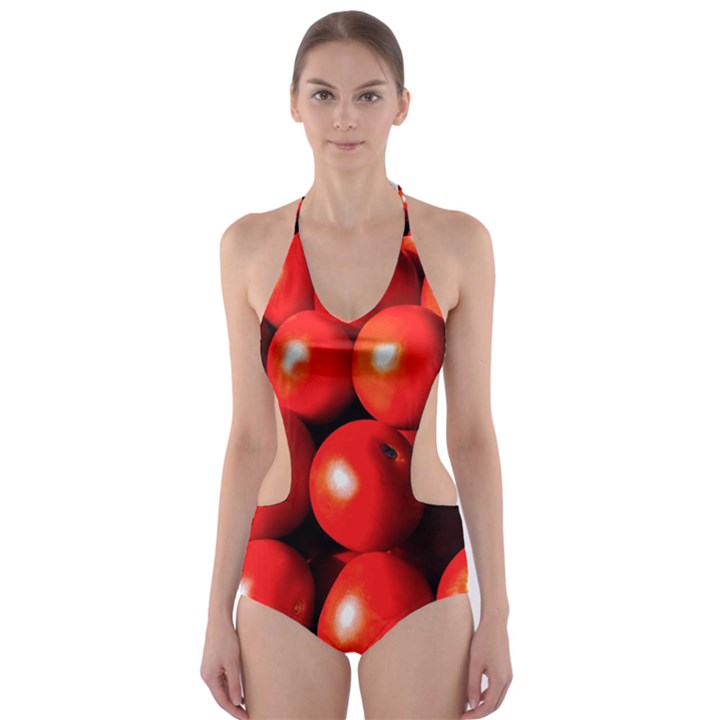 Pile Of Red Tomatoes Cut-Out One Piece Swimsuit