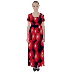 Pile Of Red Tomatoes High Waist Short Sleeve Maxi Dress by FunnyCow