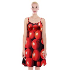 Pile Of Red Tomatoes Spaghetti Strap Velvet Dress by FunnyCow