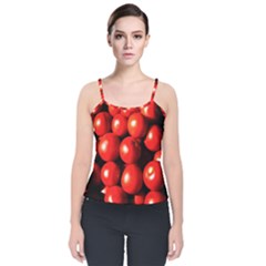 Pile Of Red Tomatoes Velvet Spaghetti Strap Top by FunnyCow