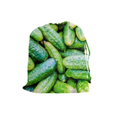 Pile Of Green Cucumbers Drawstring Pouch (large) by FunnyCow