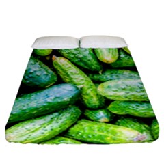 Pile Of Green Cucumbers Fitted Sheet (california King Size) by FunnyCow