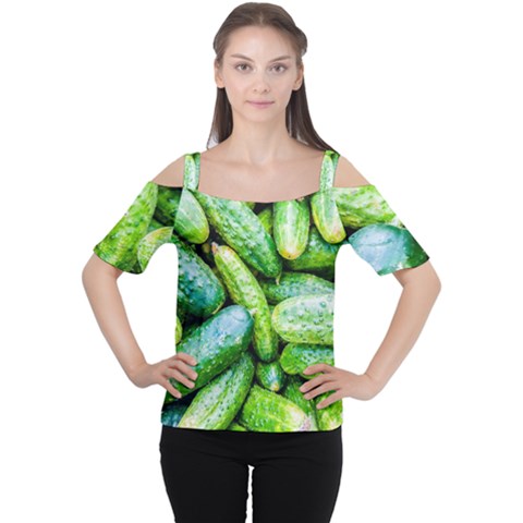 Pile Of Green Cucumbers Cutout Shoulder Tee by FunnyCow