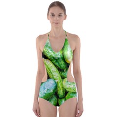 Pile Of Green Cucumbers Cut-out One Piece Swimsuit by FunnyCow