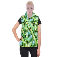 Pile Of Green Cucumbers Women s Button Up Vest by FunnyCow