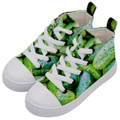 Pile Of Green Cucumbers Kid s Mid-top Canvas Sneakers by FunnyCow