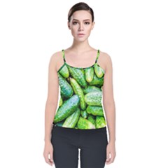 Pile Of Green Cucumbers Velvet Spaghetti Strap Top by FunnyCow