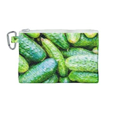 Pile Of Green Cucumbers Canvas Cosmetic Bag (medium) by FunnyCow