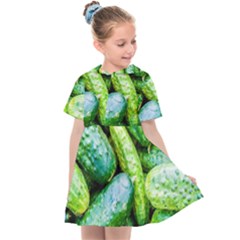 Pile Of Green Cucumbers Kids  Sailor Dress by FunnyCow