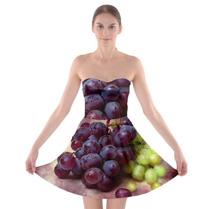 Red And Green Grapes Strapless Bra Top Dress