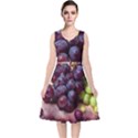 Red And Green Grapes V-Neck Midi Sleeveless Dress  View1