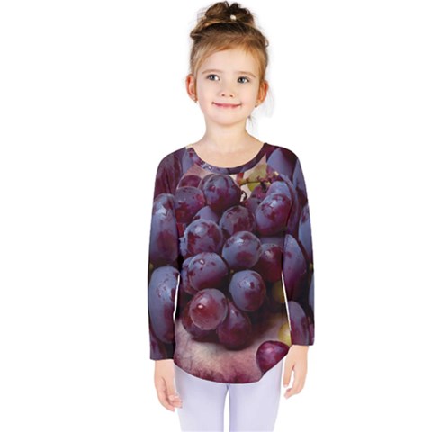 Red And Green Grapes Kids  Long Sleeve Tee by FunnyCow